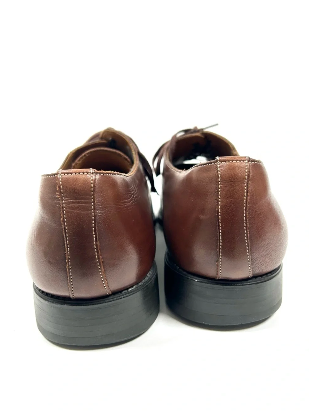 Santoni Brown Oxford Men’s 9.5 Pointed Square Toe Lace Up‎ Made in Italy Leather